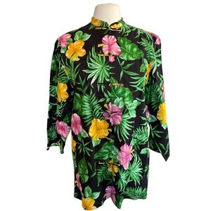 Lauren Ralph Lauren Linen Floral Kimono Tunic Jacket Tropical Women’s Sz Large